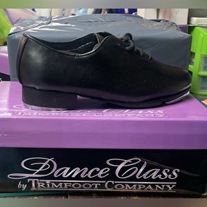 Size 7 Black Lace up Jazz Tap Oxford Tap Dance shoes w/ Taps Attached New in Box